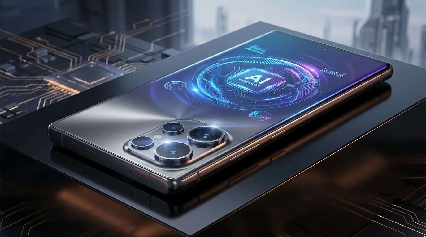 Futuristic iPhone Pro Max showcasing AI-powered camera and premium smartphone technology
