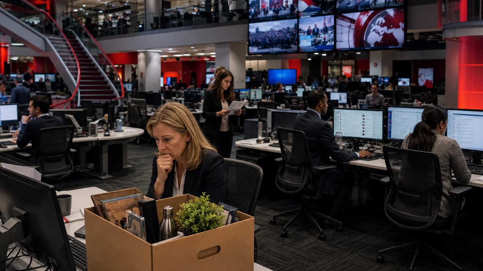 BBC headquarters building representing planned workforce reductions in the broadcaster's news division.